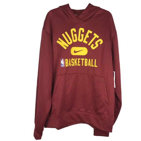 Nike NBA Denver Nuggets Hoodie Dri-Fit Loose Fit Sweatshirt Maroon Medium NWT - Picture 1 of 9